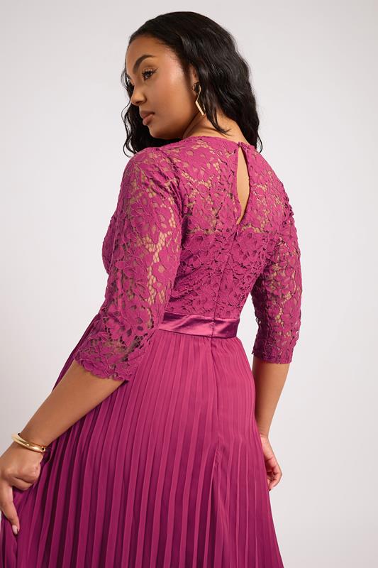Evans YOURS LONDON Curve Pink Lace Wrap Pleated Maxi Dress