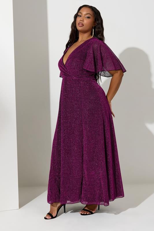 Evans YOURS LONDON Curve Pink Metallic Wrap Maxi Dress