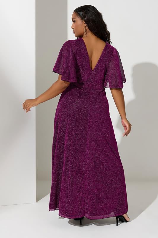 Evans YOURS LONDON Curve Pink Metallic Wrap Maxi Dress