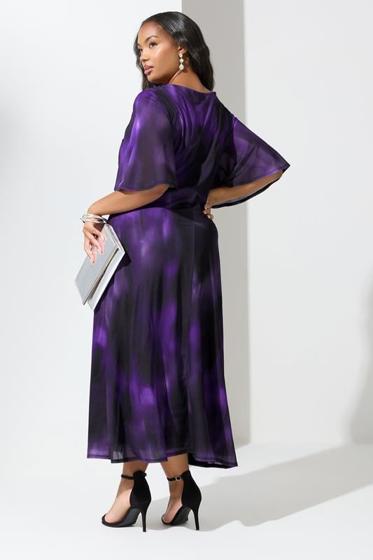 Evans YOURS LONDON Curve Purple Abstract Print Knot Front Maxi Dress