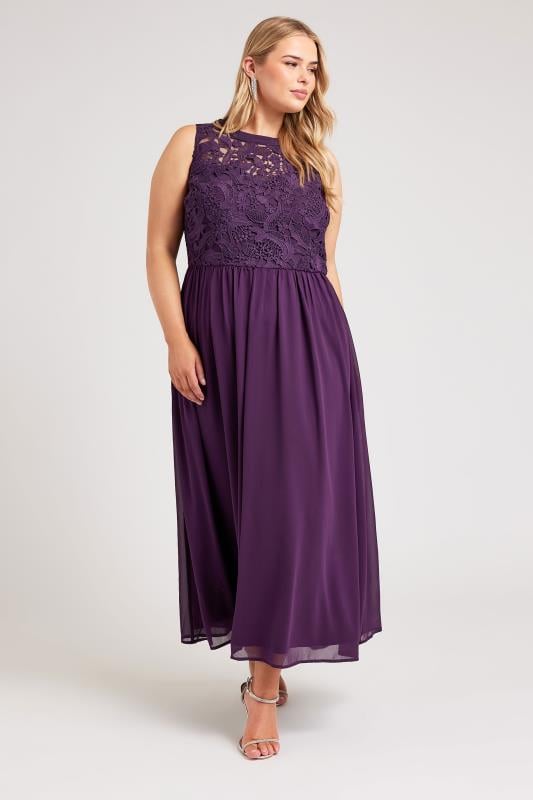 Evans YOURS LONDON Curve Purple Lace Bodice Maxi Dress
