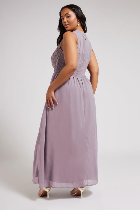 Evans YOURS LONDON Curve Purple Lace Front Chiffon Maxi Dress