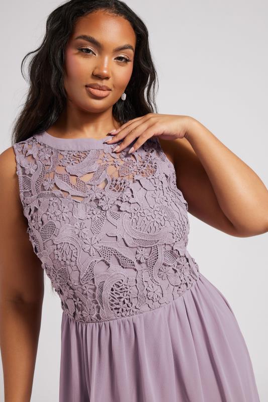 Evans YOURS LONDON Curve Purple Lace Front Chiffon Maxi Dress