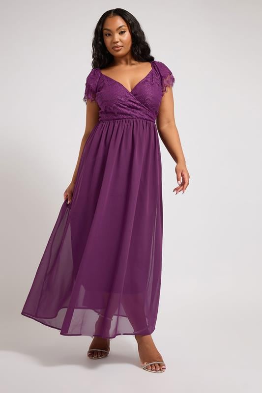Evans YOURS LONDON Curve Purple Lace Wrap Maxi Dress