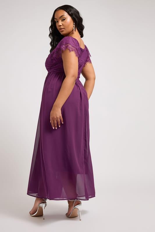 Evans YOURS LONDON Curve Purple Lace Wrap Maxi Dress