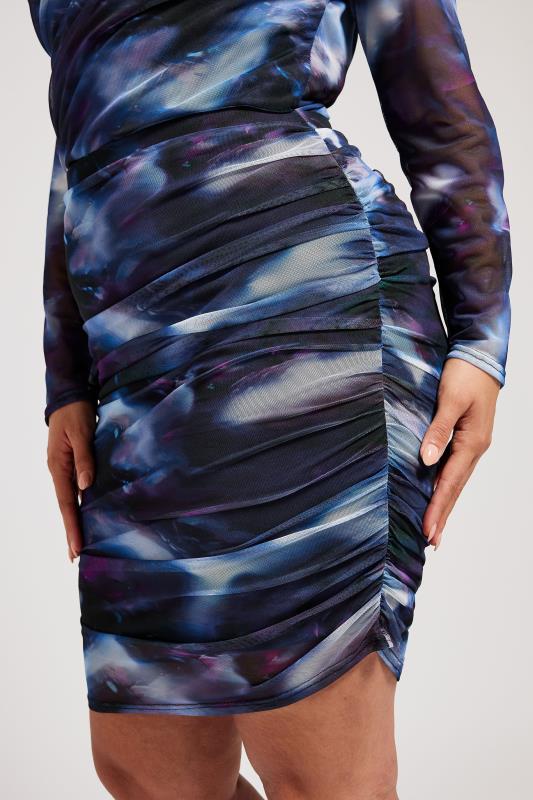 Evans YOURS LONDON Curve Purple Mesh Abstract Print Skirt