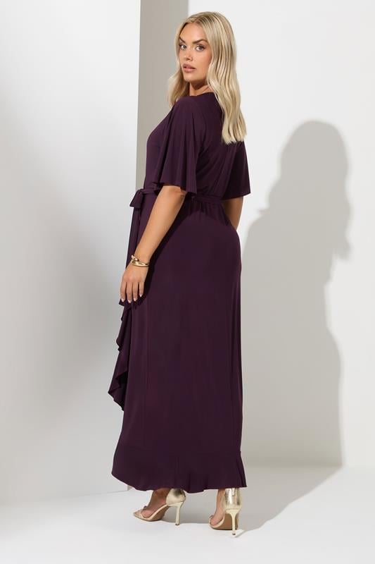 Evans YOURS LONDON Curve Purple Short Sleeve Ruffle Wrap Maxi Dress