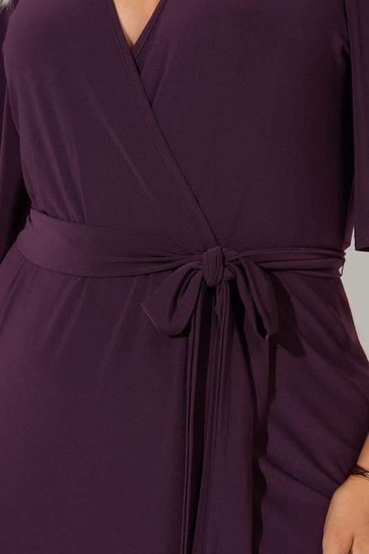 Evans YOURS LONDON Curve Purple Short Sleeve Ruffle Wrap Maxi Dress