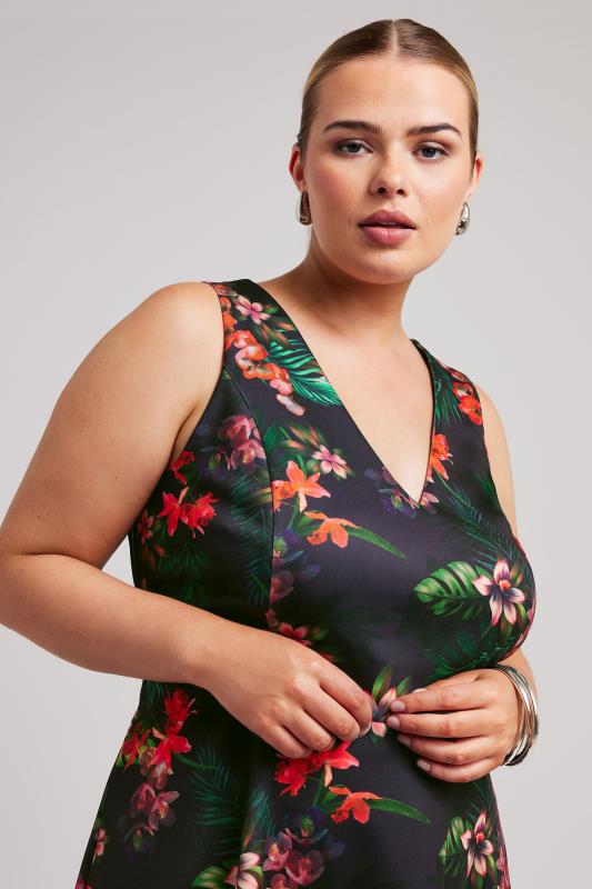Evans YOURS LONDON Curve Purple Tropical Print Peplum Top
