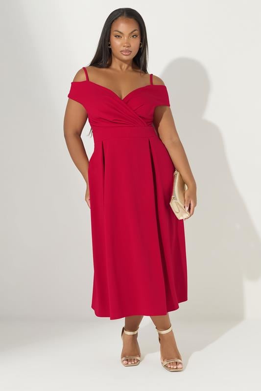 Evans YOURS LONDON Curve Red Cold Shoulder Midaxi Dress
