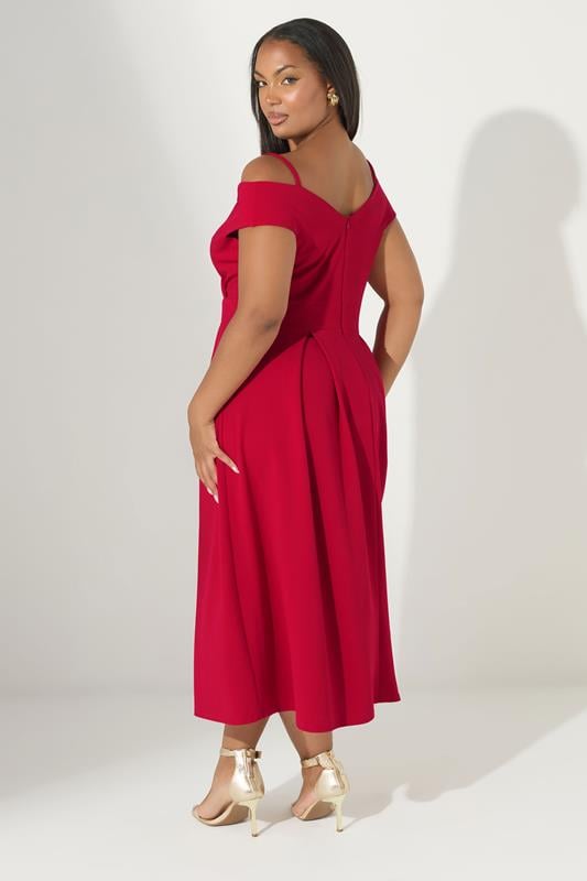 Evans YOURS LONDON Curve Red Cold Shoulder Midaxi Dress