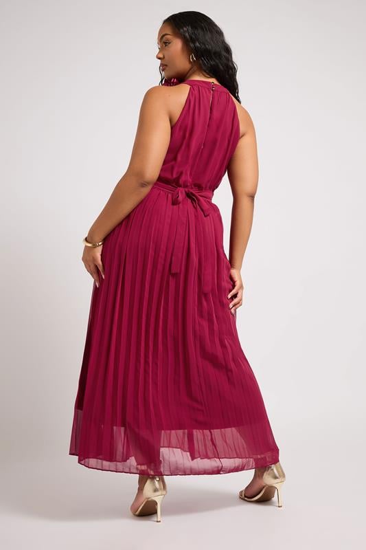 Evans YOURS LONDON Curve Red Corsage Detail Pleated Maxi Dress
