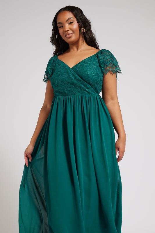 Evans YOURS LONDON Curve Teal Green Lace Wrap Maxi Dress