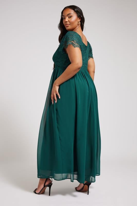 Evans YOURS LONDON Curve Teal Green Lace Wrap Maxi Dress