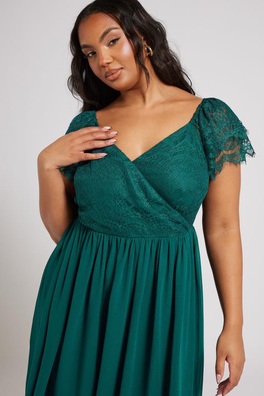 Evans YOURS LONDON Curve Teal Green Lace Wrap Maxi Dress