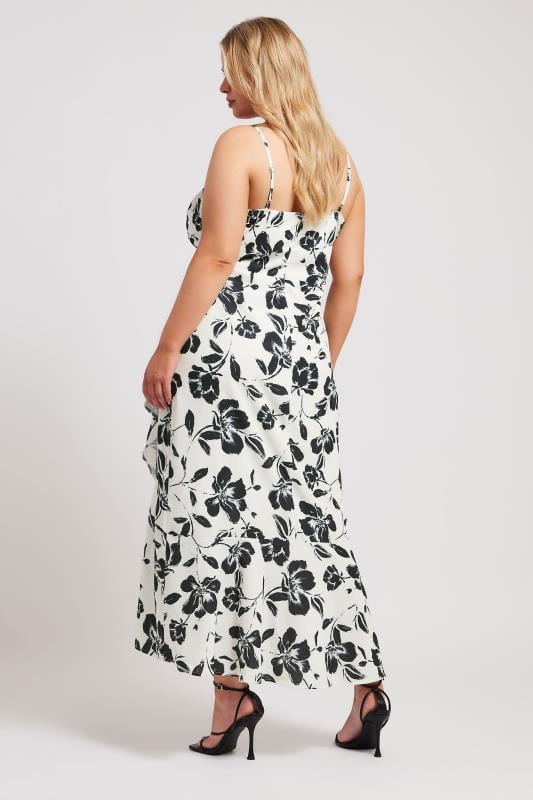 Evans YOURS LONDON Curve White Floral Print Ruffle Wrap Dress