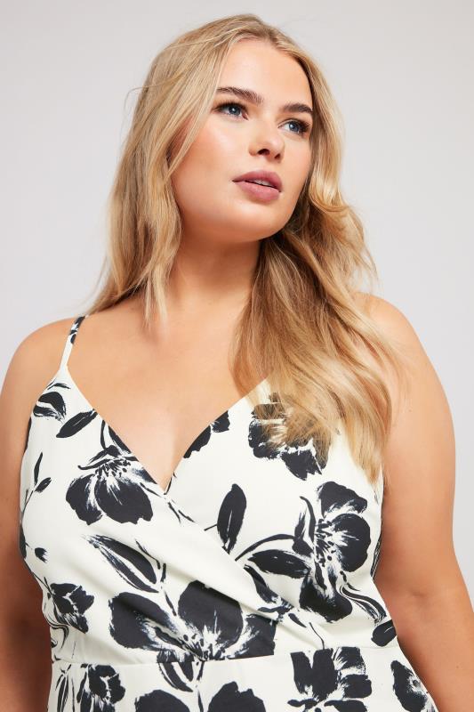 Evans YOURS LONDON Curve White Floral Print Ruffle Wrap Dress