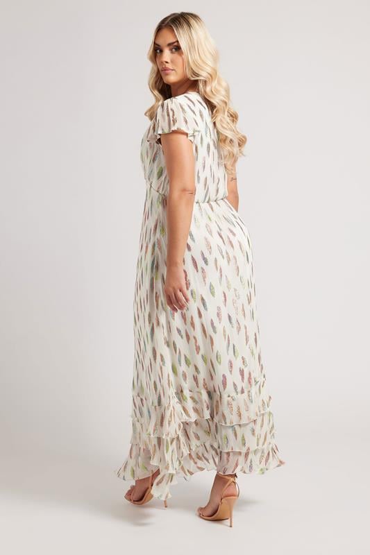 Evans YOURS LONDON Curve White Metallic Dobby Ruffle Maxi Dress