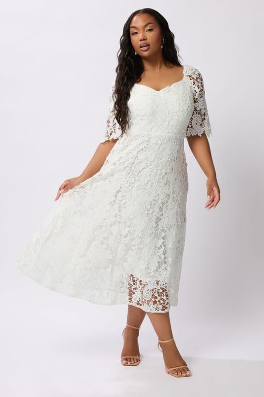 Evans YOURS LONDON Curve White Premium Crochet Lace Dress