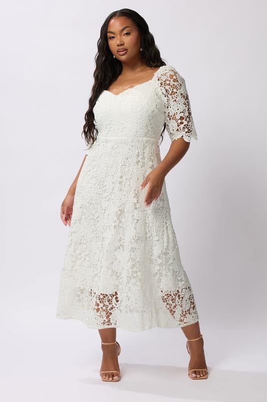 evans YOURS LONDON Curve White Premium Crochet Lace Dress