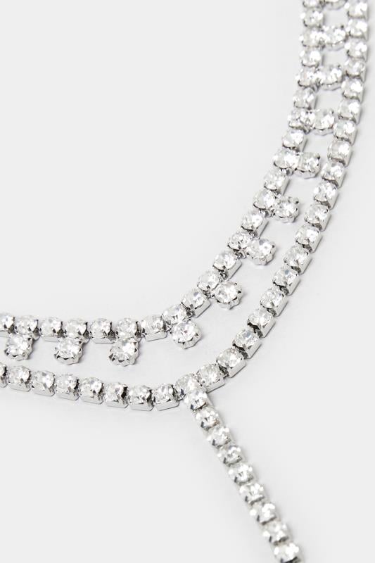 Evans Yours Long Silver Double Layer Diamante Necklace