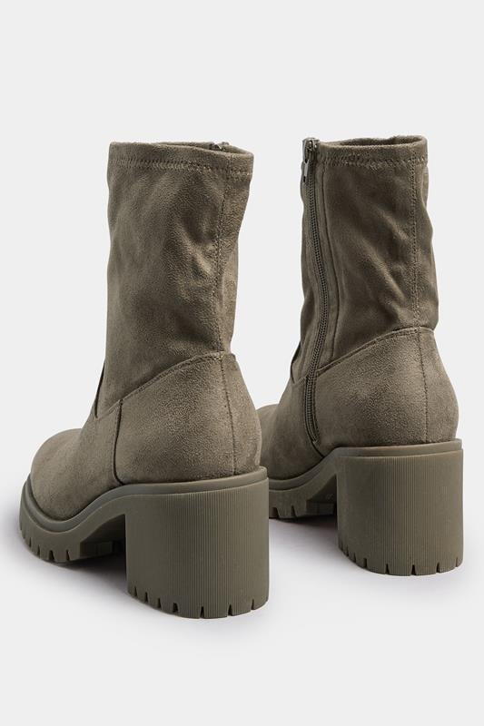 Evans Yours Mocha Brown Faux Suede Stretch Sock Boots In Extra Wide EEE Fit