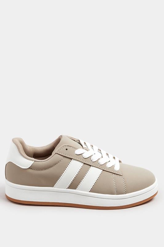 Evans Yours Mocha Brown Padded Lace Up Trainers In Wide E Fit