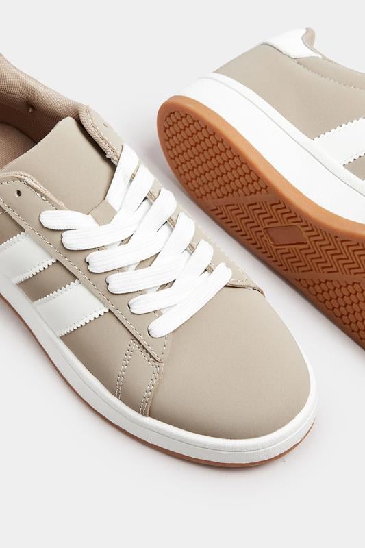 Evans Yours Mocha Brown Padded Lace Up Trainers In Wide E Fit