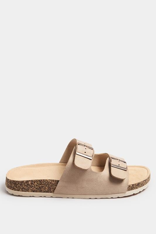 Evans Yours Natural Brown Faux Suede Buckle Strap Sandals In Extra Wide EEE Fit