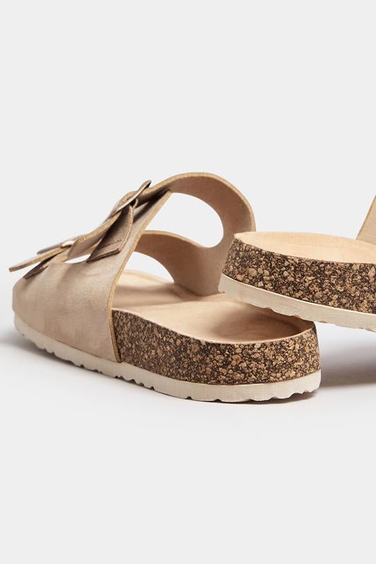 Evans Yours Natural Brown Faux Suede Buckle Strap Sandals In Extra Wide EEE Fit