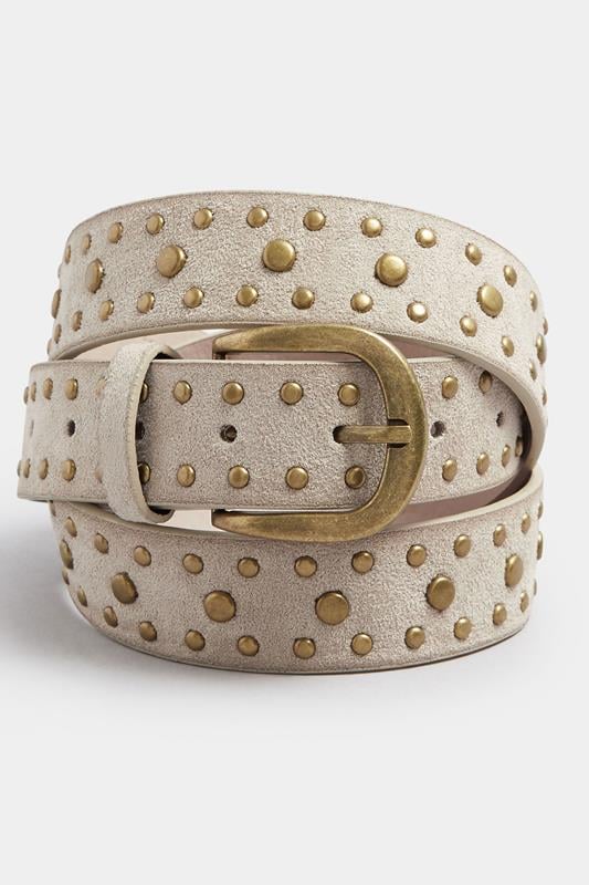 Evans Yours Natural Brown Faux Suede Stud Detail Belt