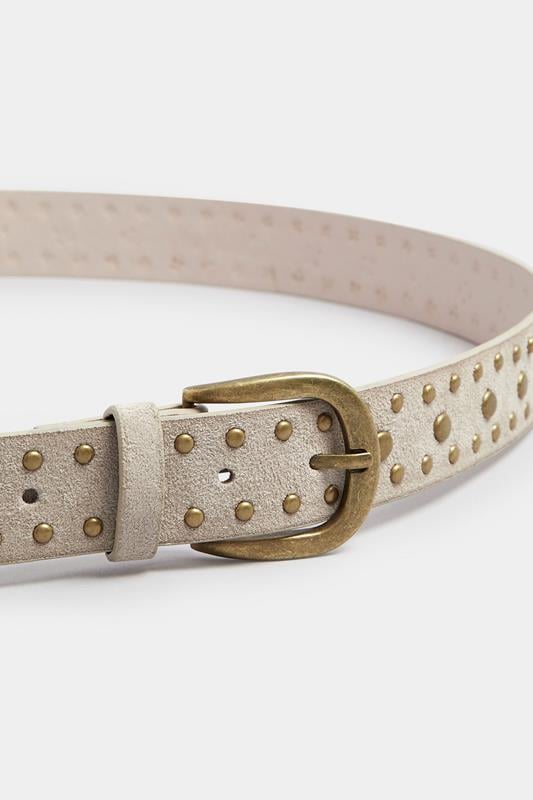 Evans Yours Natural Brown Faux Suede Stud Detail Belt