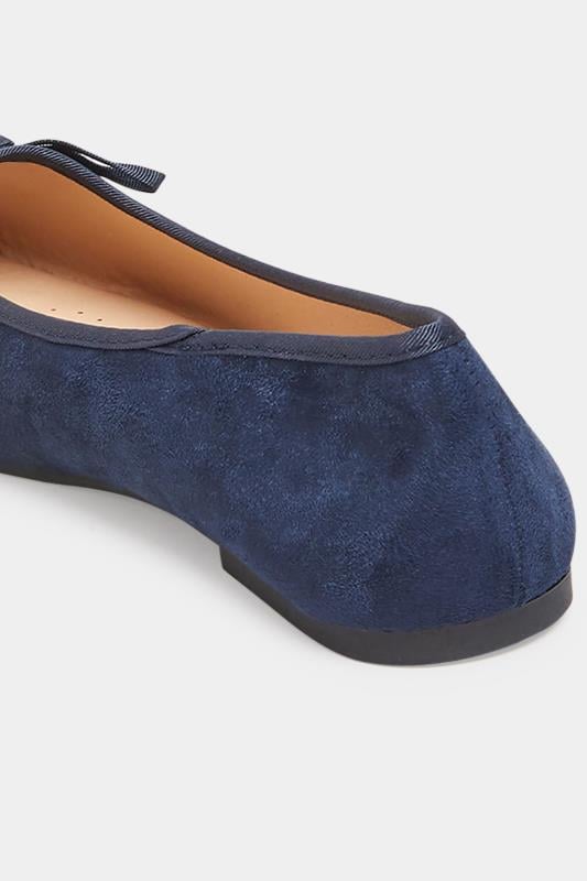 Evans Yours Navy Blue Ballerina Pumps In Wide E Fit & Extra Wide EEE Fit