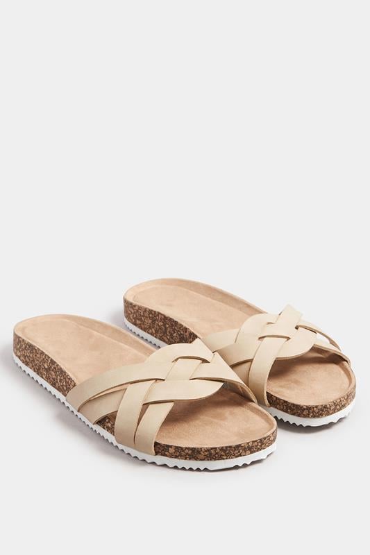 Evans Yours Nude Woven Sandals In Extra Wide EEE Fit