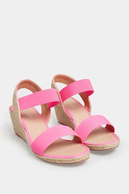 Evans Yours Pink Espadrille Wedges In Wide E Fit & Extra Wide EEE Fit