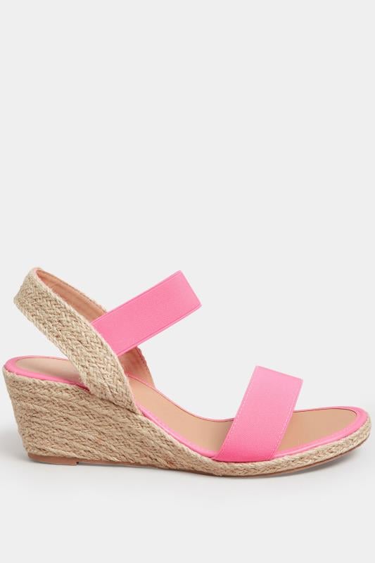 Evans Yours Pink Espadrille Wedges In Wide E Fit & Extra Wide EEE Fit