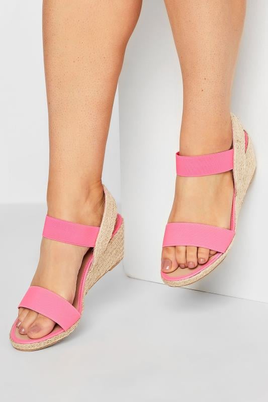 evans Yours Pink Espadrille Wedges In Wide E Fit & Extra Wide EEE Fit