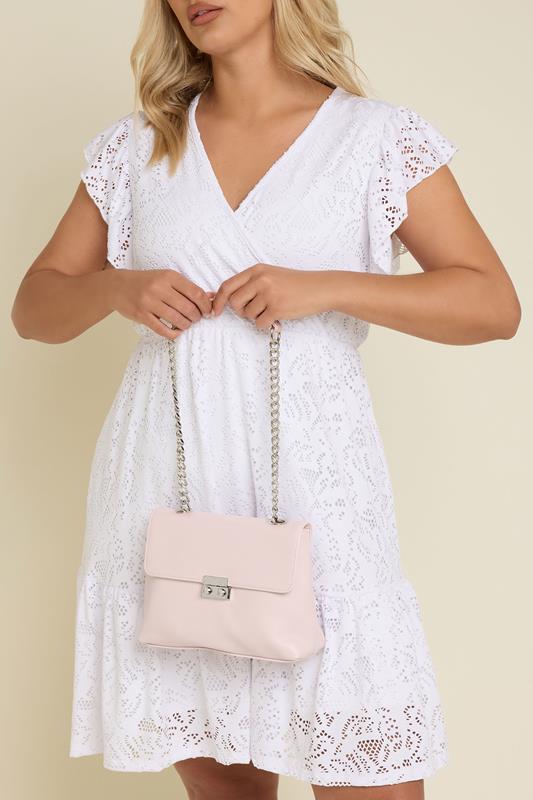 Evans Yours Pink Faux Leather Chain Detail Shoulder Bag