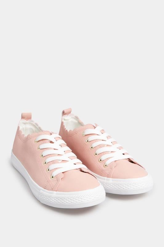 Evans Yours Pink Scalloped Edge Trainers In Wide E Fit