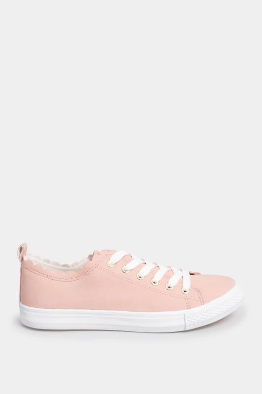 Evans Yours Pink Scalloped Edge Trainers In Wide E Fit