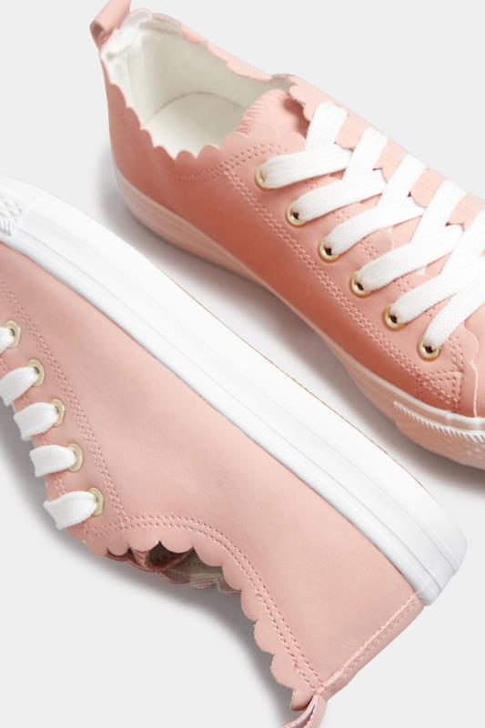 Evans Yours Pink Scalloped Edge Trainers In Wide E Fit