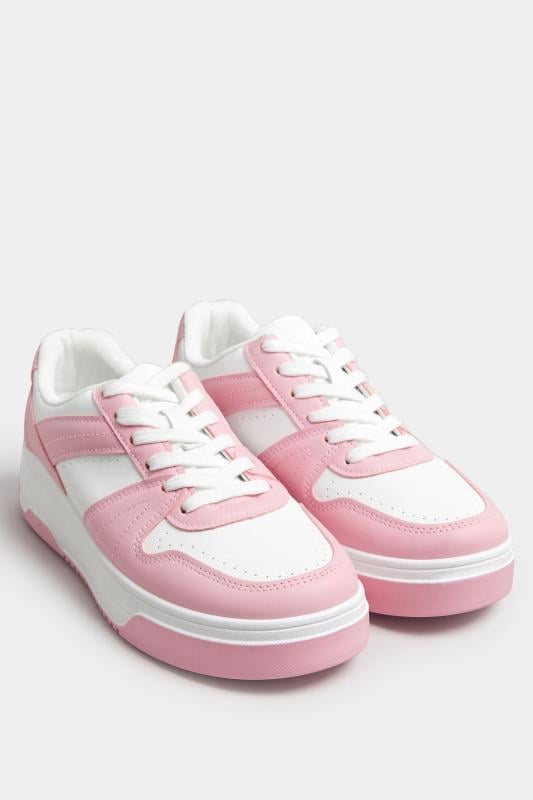 Evans Yours Pink & White Chunky Trainers In Extra Wide EEE Fit