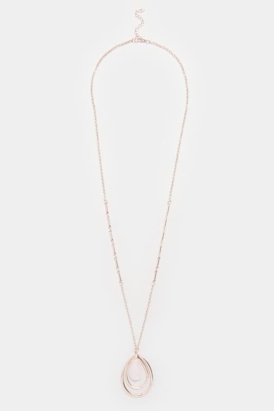 Evans Yours Rose Gold Tone Long Tear Drop Pendant Necklace