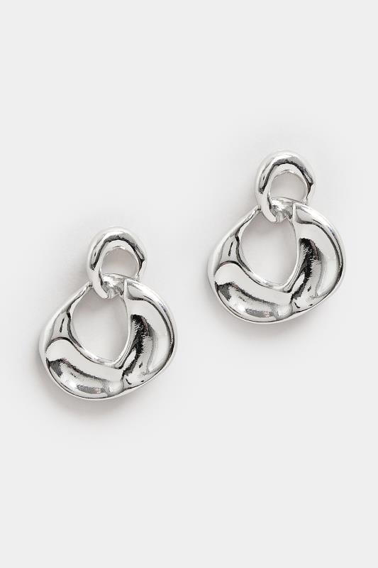 Evans Yours Silver Double Drop Chunky Hoop Earrings