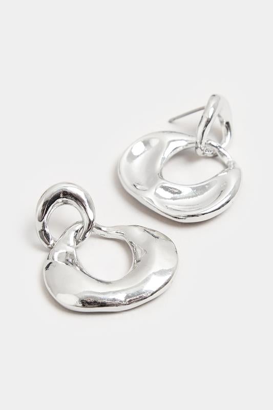 Evans Yours Silver Double Drop Chunky Hoop Earrings