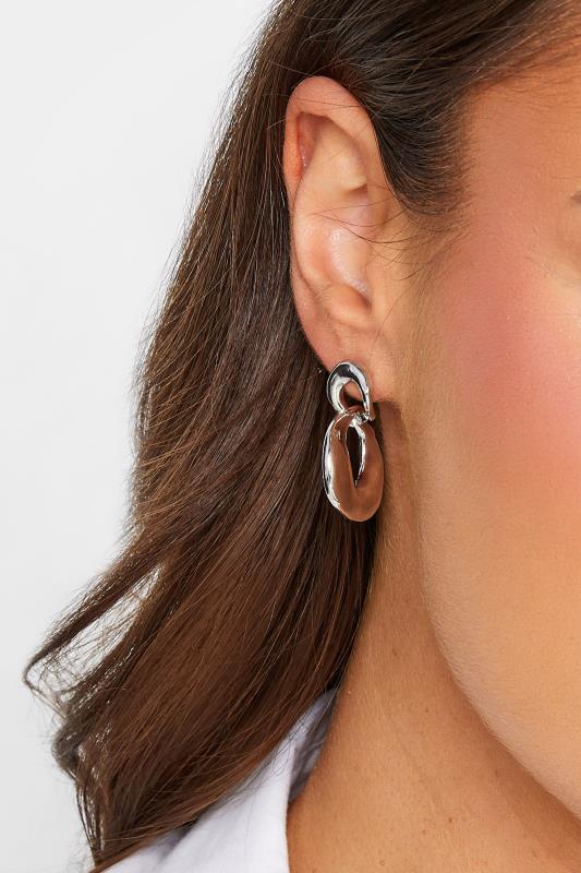 evans Yours Silver Double Drop Chunky Hoop Earrings