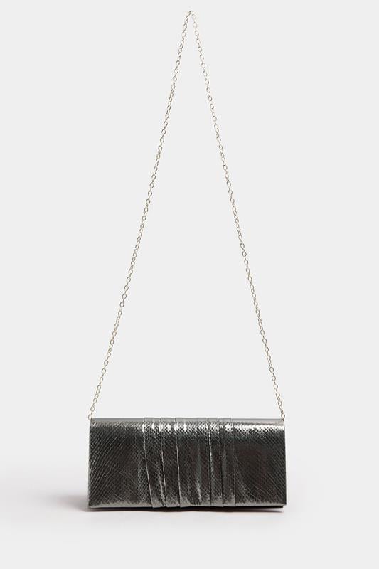 Evans Yours Silver Faux Leather Metallic Clutch Bag