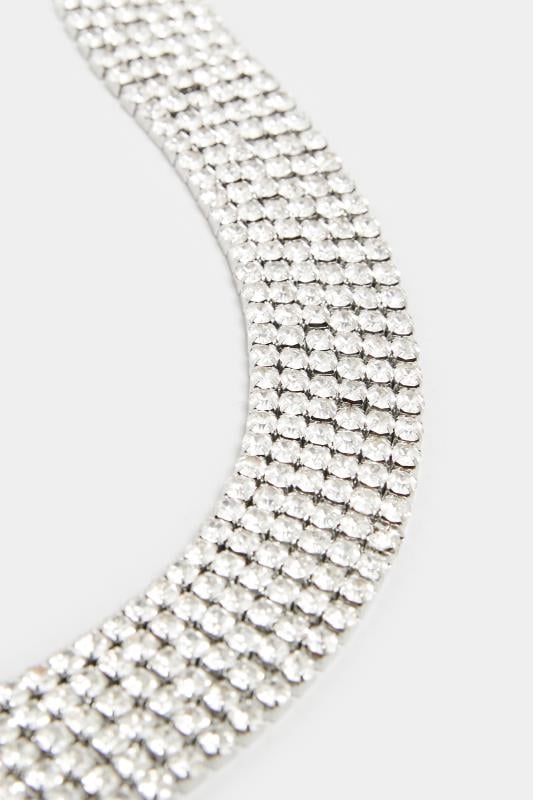 Evans Yours Silver Stacked Diamante Choker Necklace