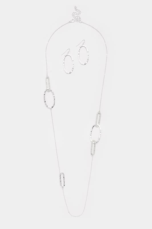 Evans Yours Silver Tone Abstract Hoop Necklace & Earrings Set