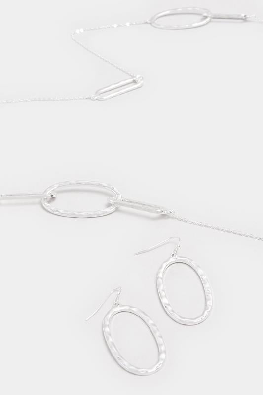 Evans Yours Silver Tone Abstract Hoop Necklace & Earrings Set